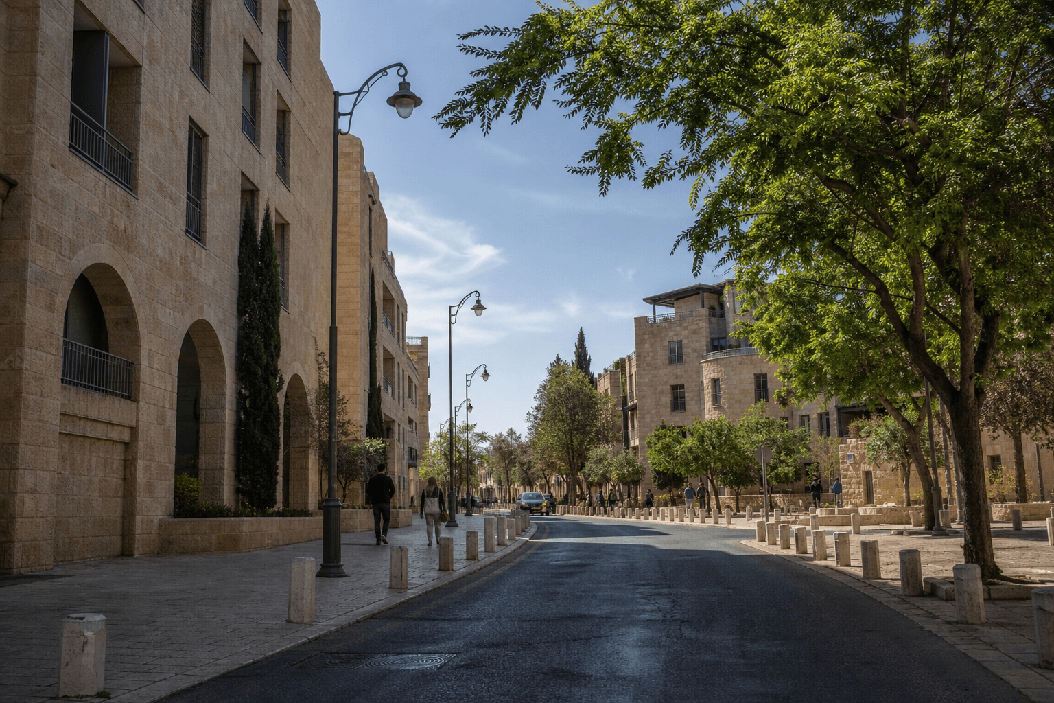Contemporary street scene reflecting Jewish community life