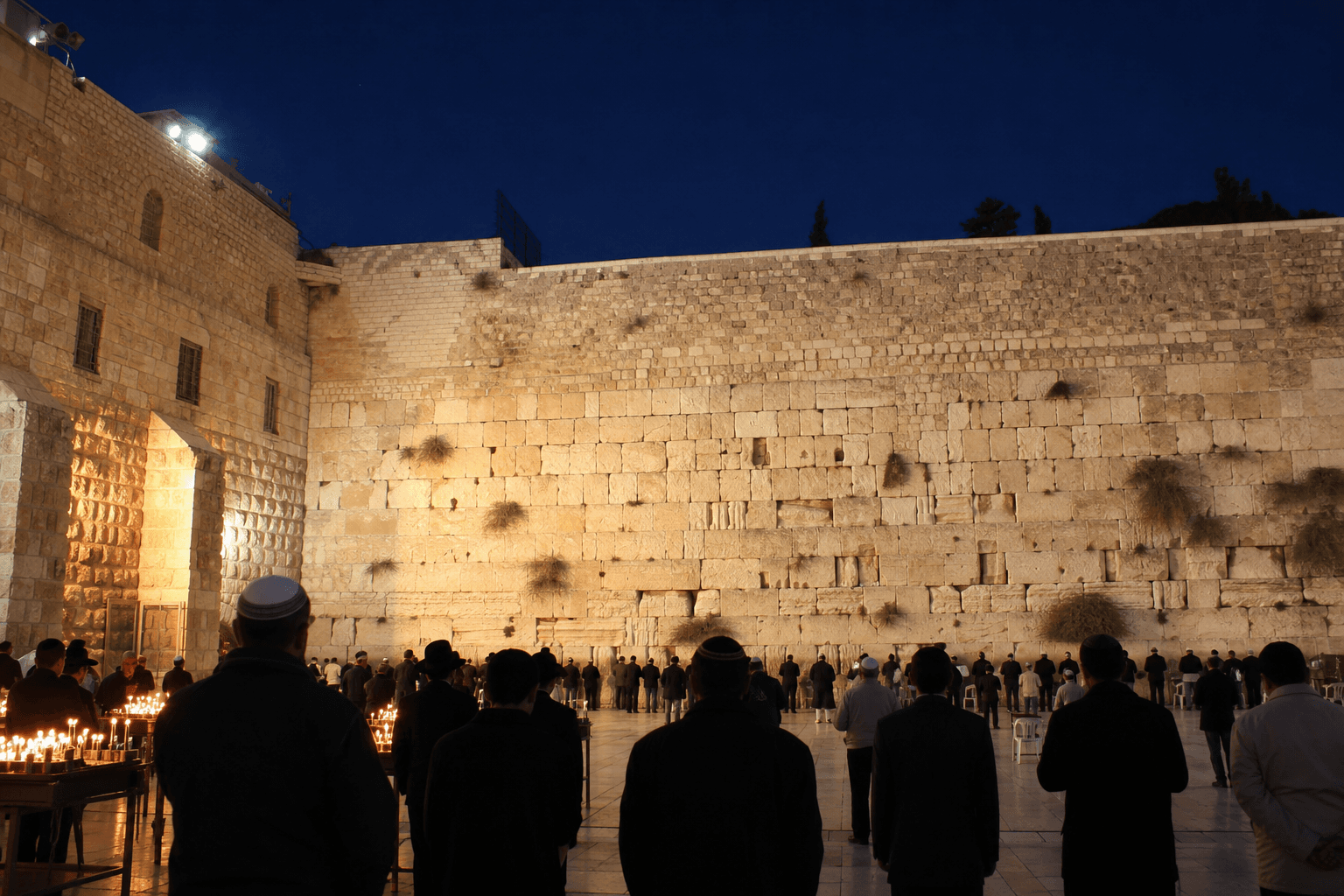 Western Wall in Jerusalem at dusk